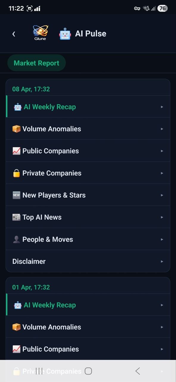 AI Pulse section list