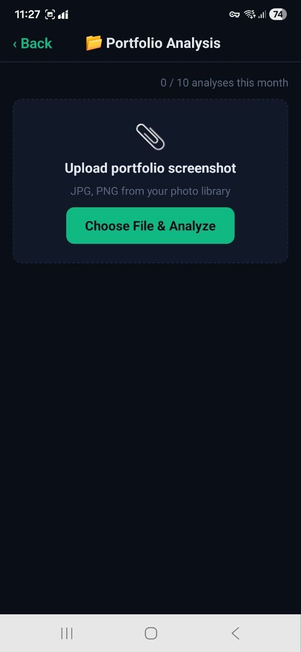Portfolio Analysis upload screen