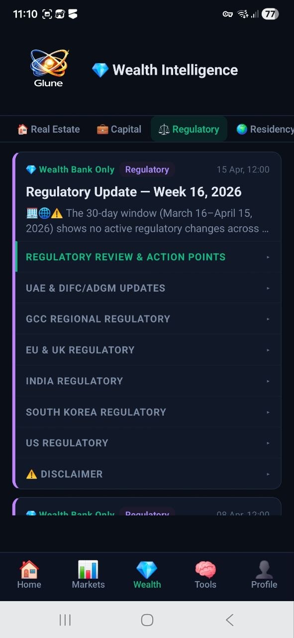 Wealth Regulatory Week 16