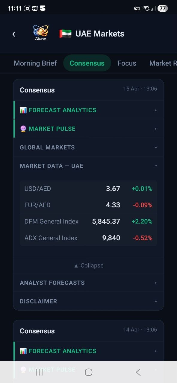 UAE Consensus Market Data expanded